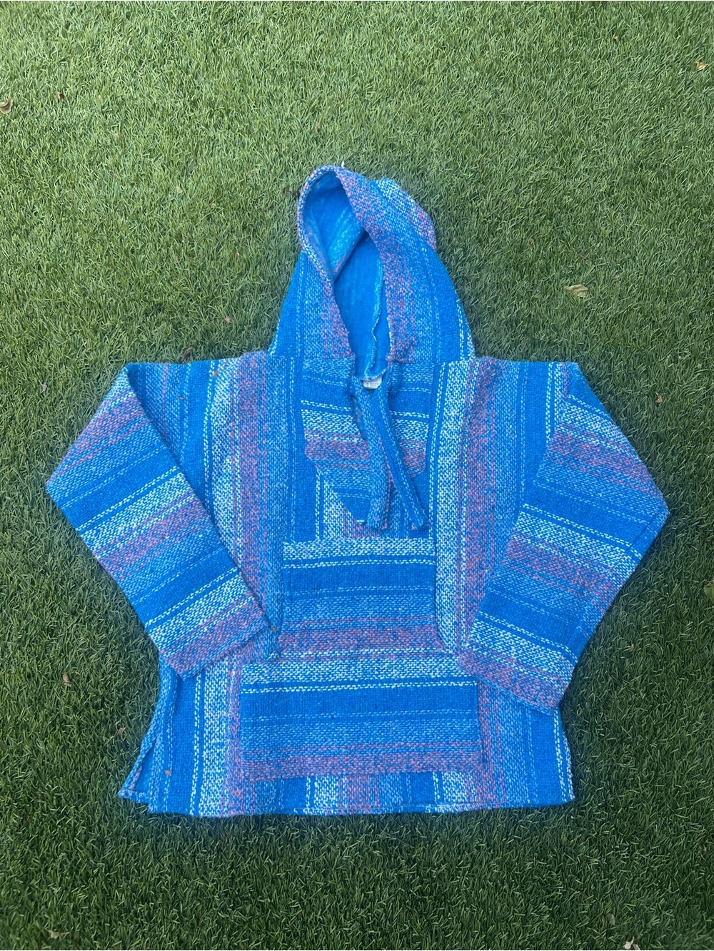 Handwoven Blue Baja Hoodie Jacket